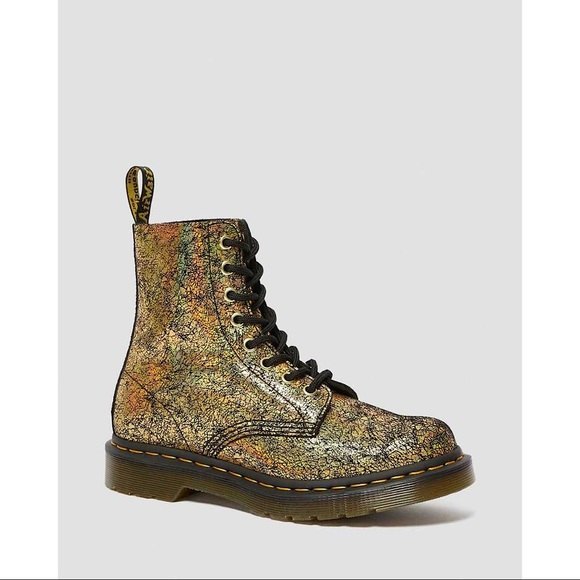 ๐ DR. MARTENS 1460 PASCAL METALLIC GOLD IRIDESCENT CRACKLE BOOTS๐ - Picture 3 of 15